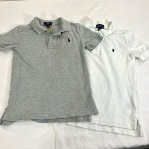 Polo Ralph Lauren Kids 2 Pack Short Sleeve Cotton Polo Shirts Size 5 Gray White